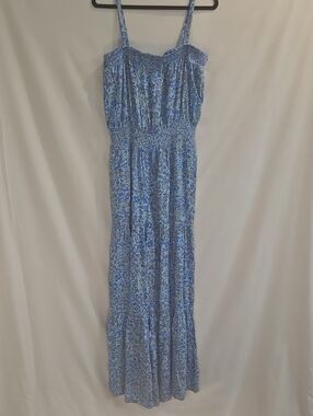 Jessica Simpson Light Blue Floral Smocked Jumpsuit